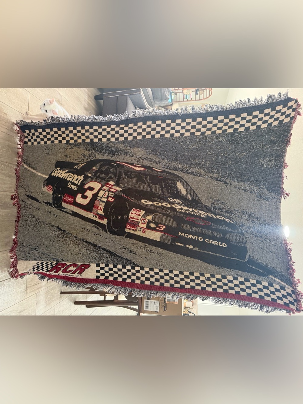 Vintage NASCAR Dale Earnhardt Woven Throw Blanket